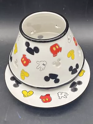 Mickey Mouse  Candle Jar Shade Topper And Bottom Plate Ceramic Walt Disney Parks • $65