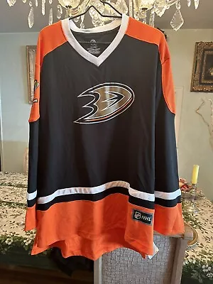 New NHL Blank Anaheim Mighty Ducks Hockey Jersey Black Orange Long Sleeve XL • $30