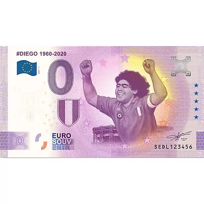 0 € Zero Euro Souvenir Note Italy 2021 - Diego 1960-2020 • £3.14