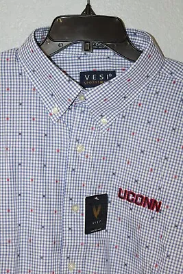 NEW UCONN HUSKIES Vesi Sportswear Button Front L/S Pocket Shirt Men’s XL • $16.19