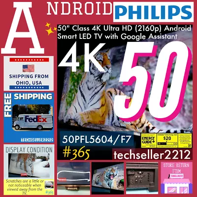 Philips 50  Class 4K (2160p) Android Smart TV (50PFL5604/F7) With RemoteC/Stand • $190.90