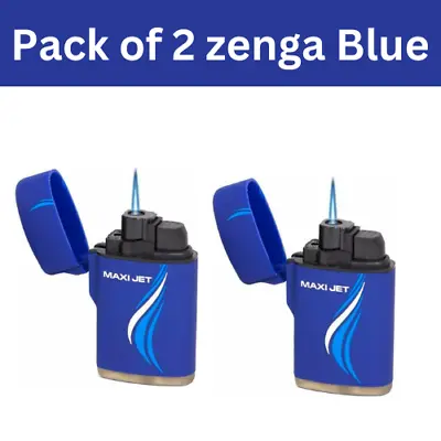 Zengaz Zenga 2x BLUE Lighter Maxi Jet Powerful Jetflame Windproof Jet Flame UK • £5.85