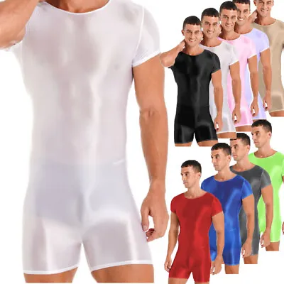 Men Wrestling Tights Leotard Bodysuit One-piece Glossy Jumpsuit Stretch Clubwear • $13.87