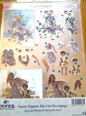 DUFEX A4 Foiled Die Cut 3D Decoupage Kit Faerie Poppets Card Blanks/Instructions • £7