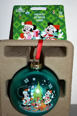 Disney Store MICKEY & MINNIE MOUSE Glass Festive HANGING ORNAMENT - New • £8.99