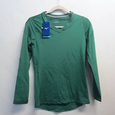 Mizuno Ladies Long Sleeve V-neck Volley Ball Jersey - Green - Xs • $14.99