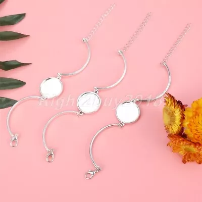 £4.39 • Buy 5pcs Cabochon Setting Bracelet Blank Tray Cameo Glass Resin Dome Jewelry 3 Color