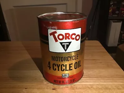 Vintage Torco Motorcycle 4 Cycle Oil Can Unopened Full • $49.97