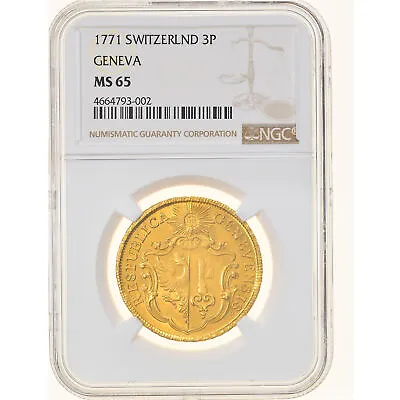 $46511.62 • Buy [#908317] Coin, SWISS CANTONS, GENEVA, 3 Pistoles, 1771, Genève, Very Rare, NGC,