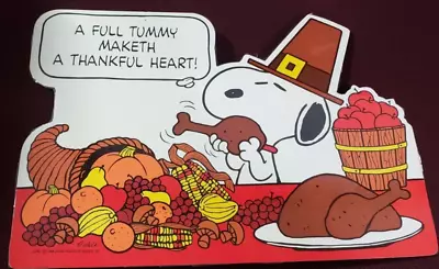 Peanuts Snoopy Thanksgiving Dinner Pilgrim Schultz United Feature Vintage Paper • $24.99