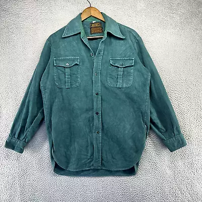 Vintage Eddie Bauer Flannel Shirt Men's Medium Green Chamois Heavyweight 80s • $28.83