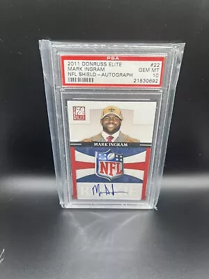 PSA 10 2011 Donruss Elite Rookie NFL Shield #22 Mark Ingram Rookie Saints Auto • $79.96