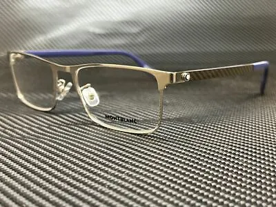 MONT BLANC MB0187O 002 Silver/Blue Rectangle 54 Mm Men's Eyeglasses • $170.10