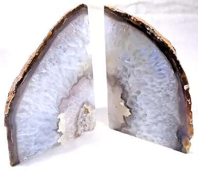 Polished Agate Quartz Natural Geode Pair Bookends Brazilian • $30