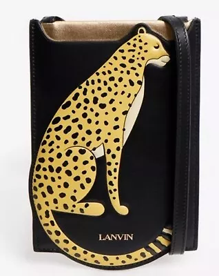 Lanvin Crossbody Pouch Bag Leopard Design Leather RRP £540 • £229