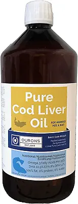1000ml Cod Liver Oil For Animals & Dogs - Veterinary Feed Grade Liquid 1 Litre • £18.14