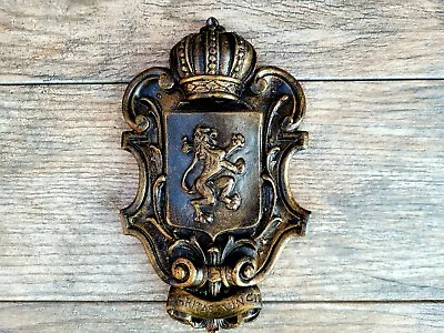 Shield Wall Plaque Lion Cross Crown Coat Of Arms Medieval Old World  • $37.95