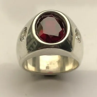 Natural Garnet Gemstone With 925 Sterling Silver Ring For Men's AJ787 • $83.22