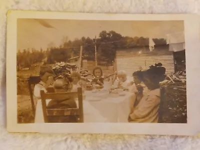 Vintage RPPC Children Party Picnic Outhouse Clothesline Rubble Table Setting • $5.95