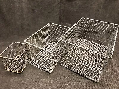 3 Vintage Heavy Wire Lab Baskets Wash Drain Autoclave Sterilization • $25