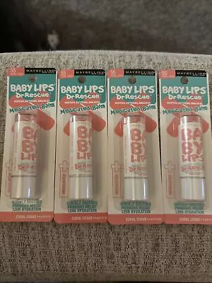 (4) NEW MAYBELLINE Baby Lips Dr. Rescue Medicated Balm - 55 Coral Crave • $18