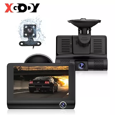 $36.49 • Buy XGODY 3  1080P Car Dash Cam DVR Front Inside Rear Lens Video Recorder G-sensor