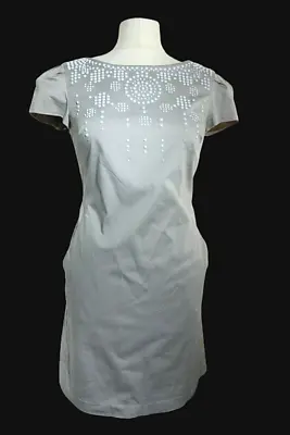 OASIS Women's Dress Grey Embellished Wiggle Lined Pockets Smart Casual Size 10 • £18.99