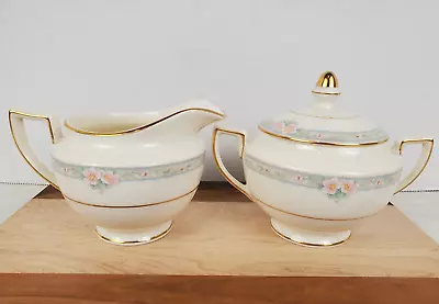 MIKASA La Rose LAC 75 Creamer & Sugar Bowl Ivory Fine China Pink Floral Japan • $23.99