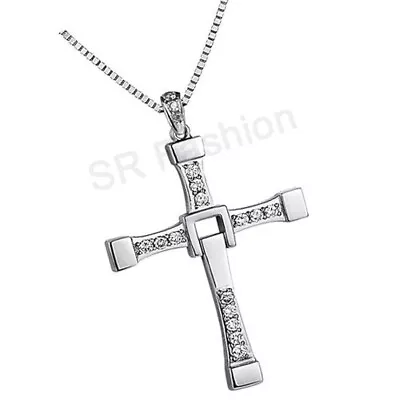 Stainless Steel Cross Pendant Necklace - Vin Diesel Smart Cross Pendent - 925 • $27.99