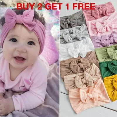 Baby Rabbit Headband Elastic Bowknot Hair Band Girls Bow-knot Newborn Bow • £3.49