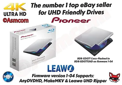 £134.99 • Buy Pioneer BDR-XD07T CF BDR-XD07TUHD, 4K UltraHD Blu-ray Drive, Libredrive Friendly