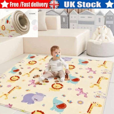 2 Sided Baby Foam Play Mat Foam Crawling Soft Blanket Cartoon Waterproof Picnic • £15.99