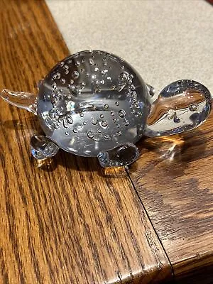 Vintage Studio Art Glass Clear Turtle Controlled Bubble Figurine / Paperweight • $17.99