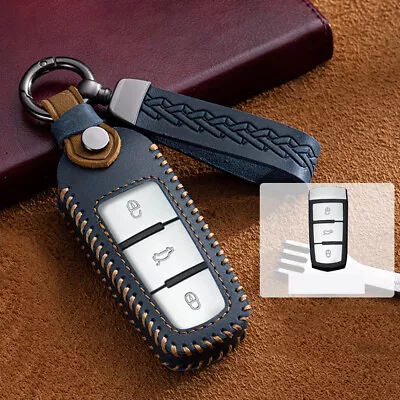 Leather Remote Car Key Cover Case Fob Holder For VW Passat CC Magotan Key Shell • $21.60