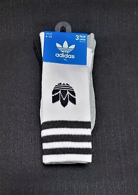 Adidas Mens Crew Socks 3 Pairs Originals Keeps You Dry 3 Pair SZ 6-12 • $22.99