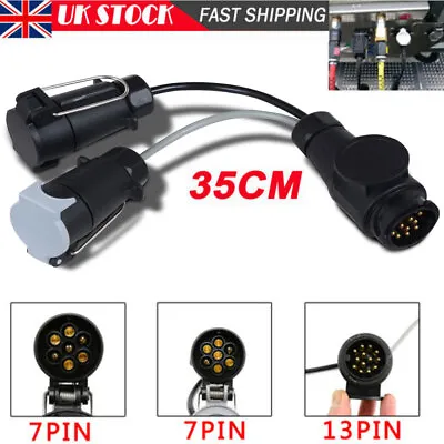 £9.89 • Buy 13 To 7 Pin Adaptor Trailer Extension Lead Caravan Towing Socket Converter