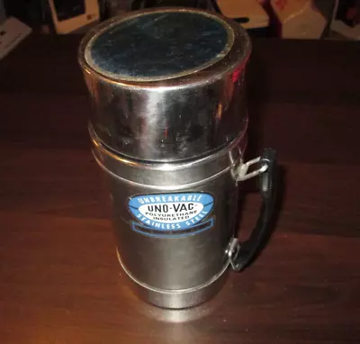 Vintage UNO-VAC #175 Stainless Steel Wide Mouth Thermos 20 Oz Unbreakable USA • $11.85