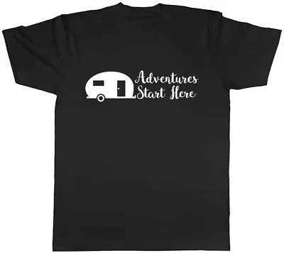 Adventures Start Here Caravan Unisex Mens Womens T-Shirt Tee • £8.99