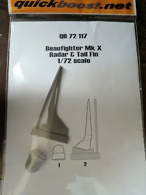 1/72 QUICKBOOST Bristol Beaufighter Mk X Radome & Correct Tail Fin (Hasegawa)  • £8