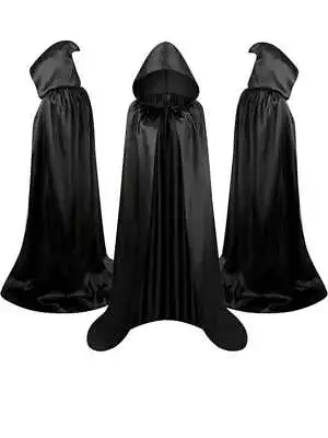 Black Cosplay Cape Long Costume Cape Cape With Hood Cloak Hooded Cape #156 • $22