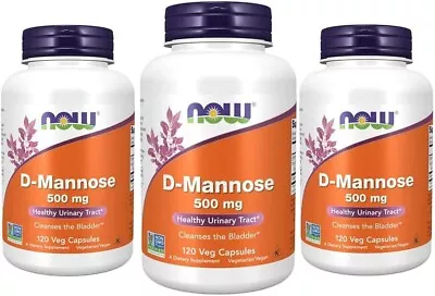 Foods D-Mannose Healthy Urinary Tract 500 Mg 120 Veg Capsules (Pack Of 3) • $111.34