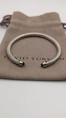 David Yurman 5mm Sterling Silver & 14K Gold Amethyst Cuff Bracelet • $295