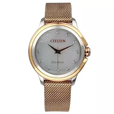 Citizen Eco-Drive Ceci Women's Diamond Accent Mesh Band 32mm Watch EM0796-75D • $33