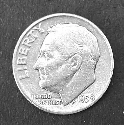 1958-D 10c SILVER ROOSEVELT DIME   FREE SHIPPING (R002) • $3.49