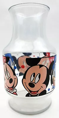 Vintage Walt Disney Glass Vase Mickey / Minnie / Donald 9  Height 1980s • $9.95