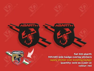 Fiat 500 Abarth 595 695 Turismo Competizione Red Side Badge Stickers • £6.95