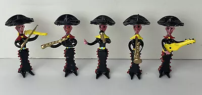 Female Mariachi Band Black With Instruments Hand Blown Glass (Set Of 5) • $18.70