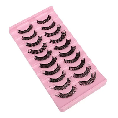 Russian Style Strip Lashes D Curl Mink False Eyelashes Full Curled 10 Pairs UK • £4.99