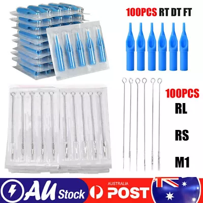 100PCS Assorted Disposable Sterilized Tattoo Needles RS +100PCS Nozzle Needles • $26.88