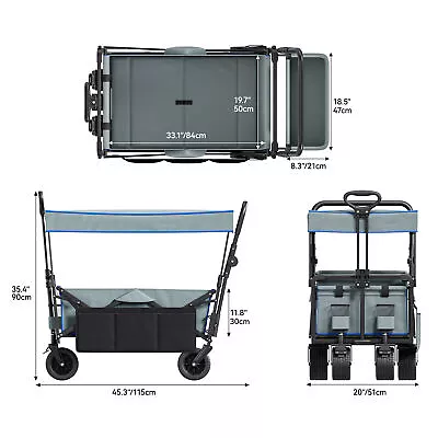 Folding Wagon Cart Collapsible Garden Cart W/Canopy 220lbs Capacity Beach • $97.78